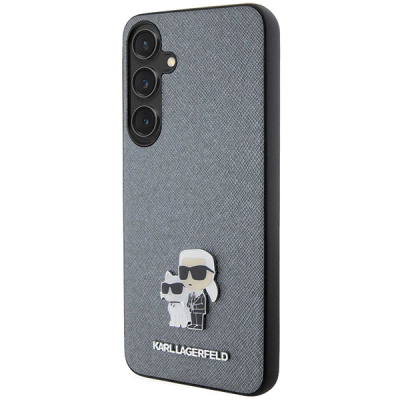 Kapak telefoni Karl Lagerfeld Saffiano Karl&Choupette Pin, për Samsung Galaxy S24, gri