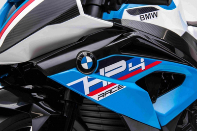 Motocikletë elektrike për kalamaj BMW HP4, 12V, rrota EVA, blu