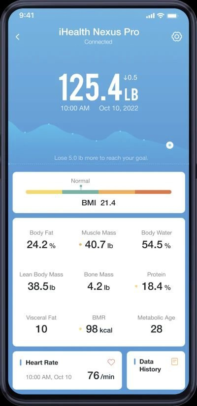 Peshore inteligjente iHealth Nexus Pro, matje trupore 12 tregues, Bluetooth, e zezë