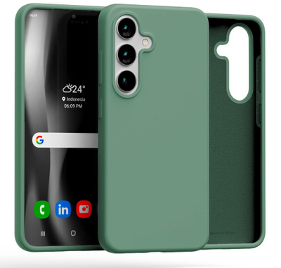Футрола силикон Mercury за Samsung S25 S931, внатрешна микрофибра, зелена