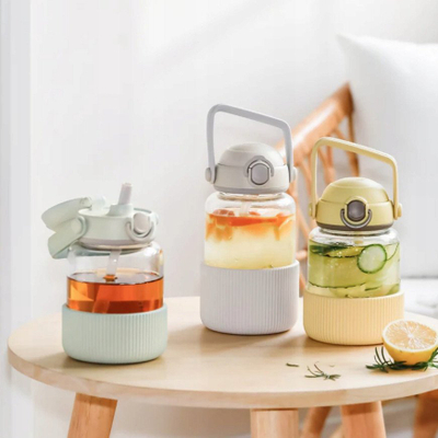 Shishe uji qelqi BUYDEEM DG78, 800 ml, me pipëz pop up, jeshile Cozy Greenish