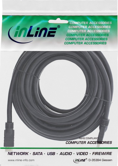 Kabllo HDMI InLine 17520Q, 20m, HDMI 2.0, e zezë