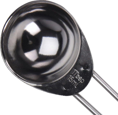 Set lugë matëse kuzhine, 4 copë, çelik inox, argjendtë
