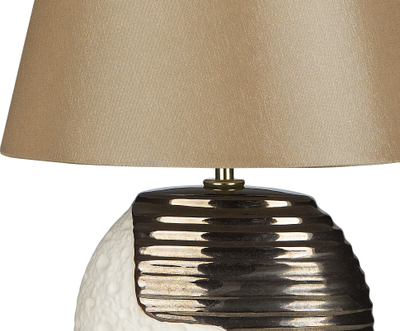 Lampë tavoline ESLA Porcelain, bazë porcelani, abazhur bezhë
