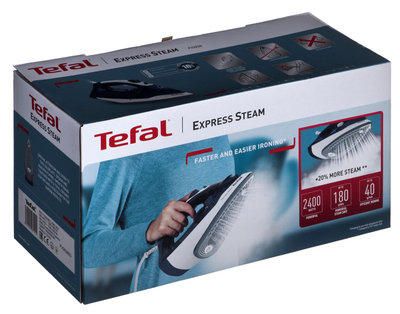 Hekur me avull Tefal FV2838 Express Steam, 2400W, goditje avulli 180 g/min, blu