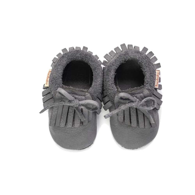 Këpucë bebe Baobaby Mokasine, lëkurë e butë, madhësia XS, gri