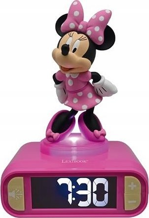 Orë me zile Lexibook Minnie Mouse, dritë 3D, ekran digjital, rozë