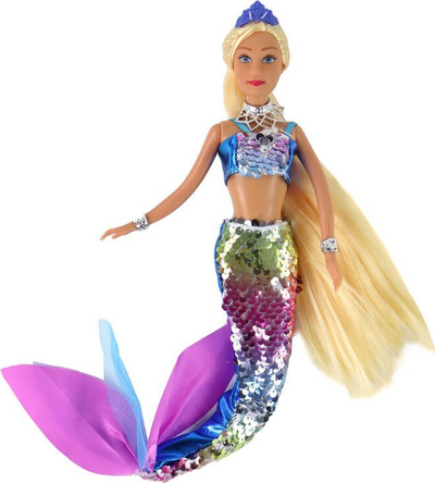 Kukull sirenë Leantoys Blue Mermaid, lodër për kalamaj, blu