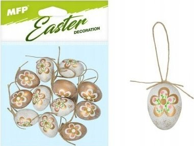 Dekor vezësh Pashke MFP Easter Decoration, plastikë 4cm, set me 12 kokrra, me lule të arta