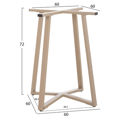 Bazë tavoline metalike HomeMarkt HM470.25, 60x60x72cm, këmbë të rregullueshme, cappuccino