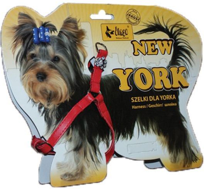 Shapollë për qen DINGO York New York, lëkurë ekologjike, për qen të vegjël, blu