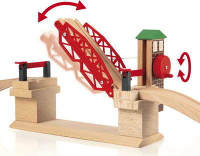 Lodër urë ngritëse Brio Drawbridge 33757, për trena druri, 3+