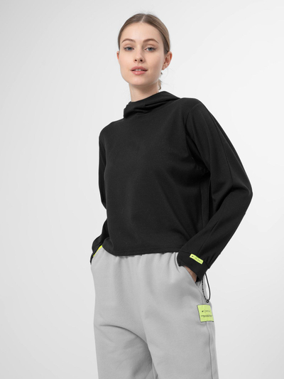 Блуза со качулка 4F Sweatshirt H4Z22 BLD021, relaxed fit, за жени, црна