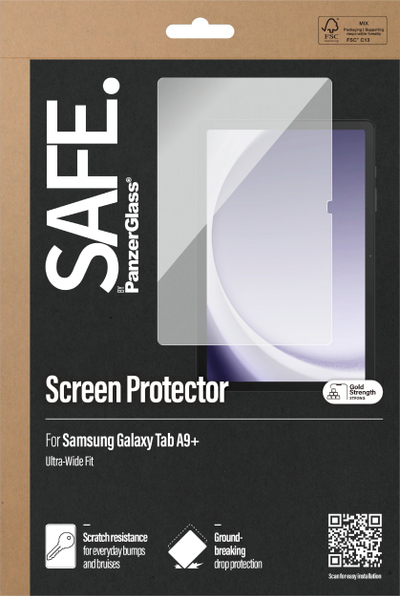 Qelq mbrojtës SAFE by PanzerGlass Ultra Wide Fit, për Samsung Galaxy Tab A9 Plus, transparent