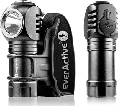 Fener koke dhe dore EverActive FL-55R Dripple, 500 lumens, i rikarikueshëm, i zi