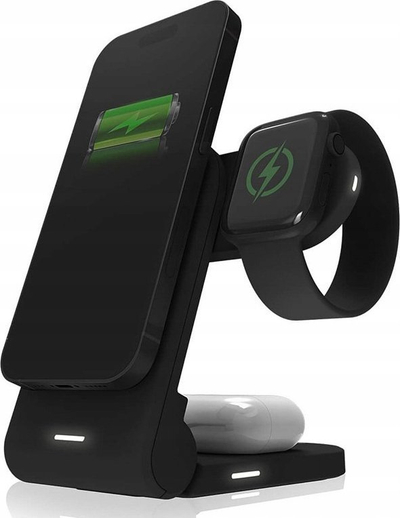 Karikues STM ChargeTree Mag, për iPhone MagSafe AirPods Apple Watch, 3 në 1, i bardhë