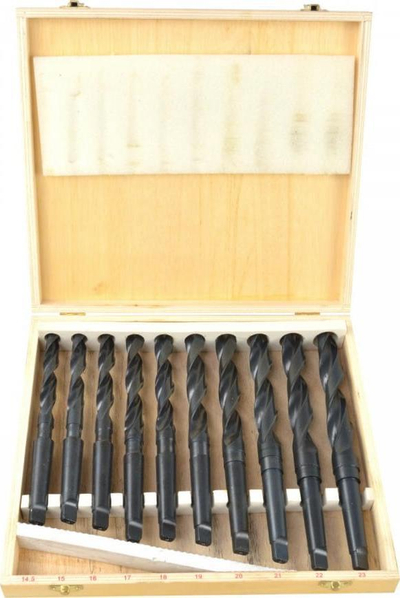 Set stërvitjesh metali Geko G38116, 10 copë, MK2 14.5-23mm, HSS, ngjyrë e zezë