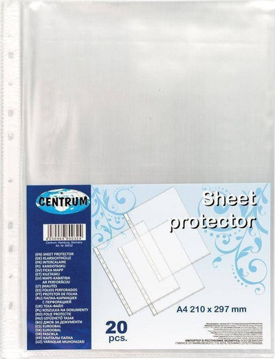 Futetore dokumentesh Centrum Pea Jackets A4, 0.025mm, 20 copë, transparente