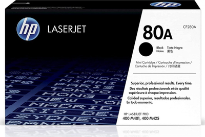 Toner HP 80A, CF280A për LaserJet M401/M425, i zi
