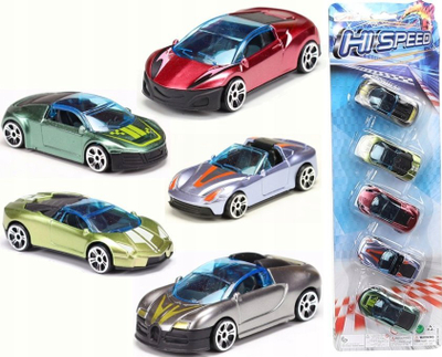 Set lodrash me makina Metal Cars 1:64, 5 copë, metal