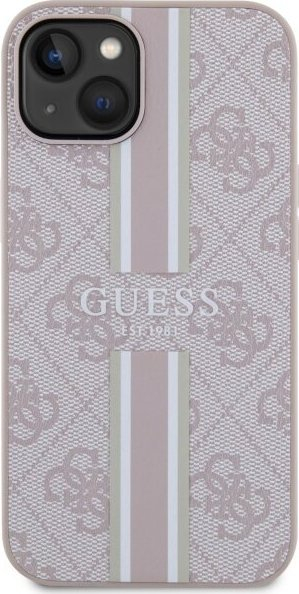 Kapak telefoni Guess 4G Printed Stripe për iPhone 15 6.1", plastik, rozë