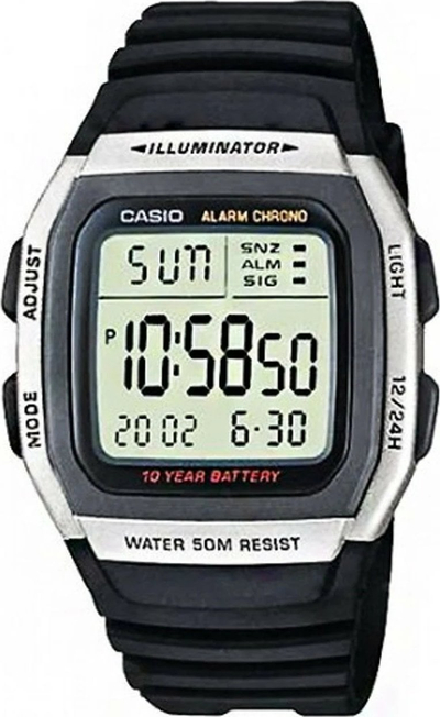 Orë sportive Casio W-96H-1A, quartz, që s’e zë uji, ngjyrë argjendi