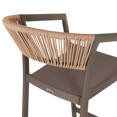 Stol bar alumini Miri HM5892.23, 56x58x105 cm, rattan sintetik, ngjyrë champagne