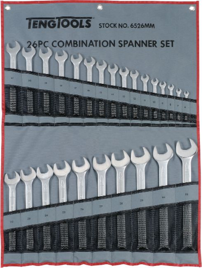 Set çelësa me fund të hapur Teng Tools, 32mm, 26 pjesë