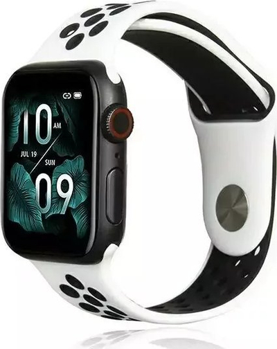 Rrip smartwatch Beline Sport, silikon, për Apple Watch Series 2 gjer te Ultra, i zi me të bardhë