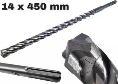 Spiralë betoni Awtools SDS Plus Quadro Xtreme Black Line 14 x 450 mm, gri