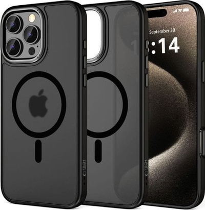 Mbulesë telefoni Tech-Protect MagEdge MagSafe për iPhone 16 Pro, TPU PC, matte black gunmetal