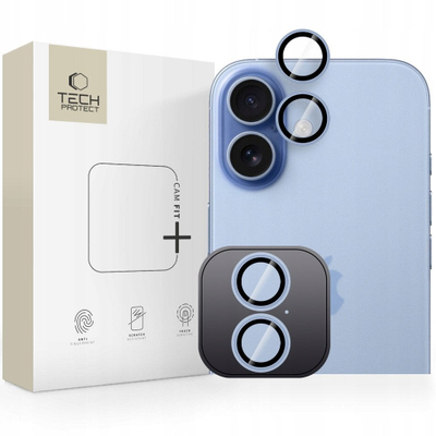 Mbrojtës kamere Tech-Protect Camring Fit+ për iPhone 17, alumini dhe xham, Mist Blue, blu