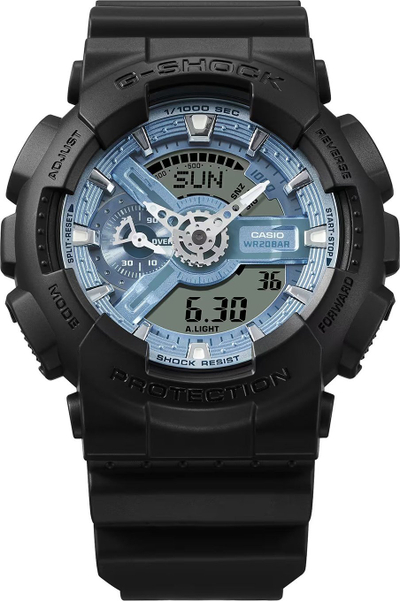 Orë dore Casio G-Shock GA-110CD-1A2ER për burra, 20 bar kundra ujit, e zezë