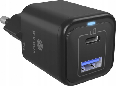 Karikues muri Icy Box IB-PS1020-PD, 20W, me USB Type C edhe USB, i zi