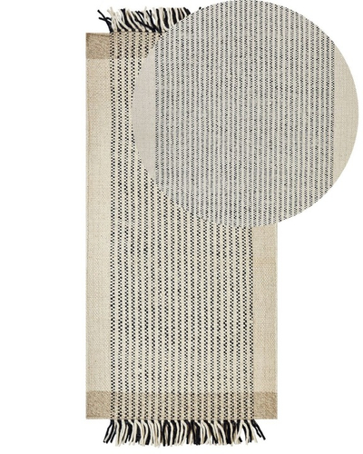 Tapet leshi Beliani DIVARLI, 80 x 150 cm, bezhë e zezë