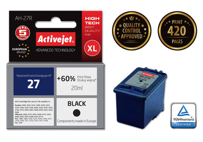 Ngjyrë për printer Activejet AH-27R (zëvendësim për HP 27 C8727A), 20 ml, e zezë