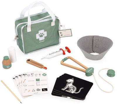 Set veterinerësh për fëmijë Janod Veterinary Suitcase, prej druri, 3+
