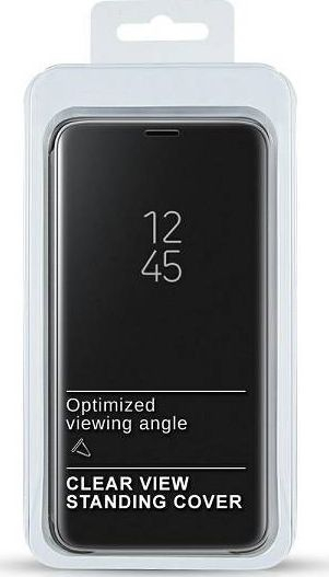 Mbështjellës Clear View për Xiaomi Mi 10 / Mi 10 Pro, kapak palos, bëhet stand, i zi