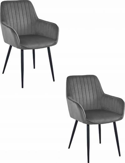 Set karrigesh SOLDEN Velvet, 2 copë, kadife gri e errët, këmbë të zeza