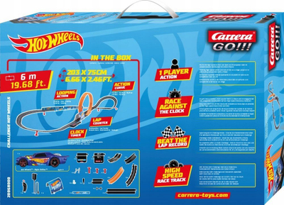 Pistë garash Carrera GO Challenge Hot Wheels, 6m, me numërues xhiro, multicolor