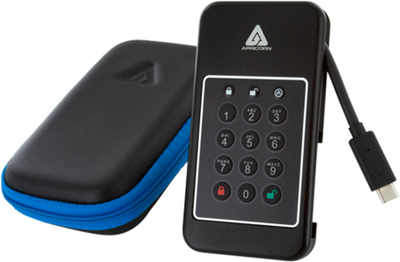 Disk i jashtëm Apricorn Aegis NVX, 2TB, USB Type C 3.2 Gen 1, i zi