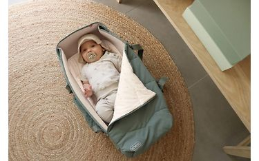 Shportë portative për bebe Voksi Carry Me, dyshek pambuku organik, kapak kundër erës dhe ujit, jeshile Meadow