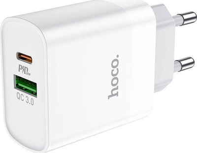 Karikues Hoco C80A (6931474740519), USB-A, USB-C, 3A, i bardhë