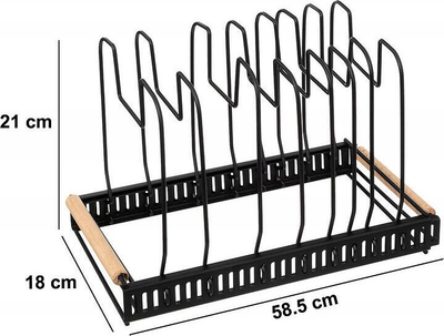 Raft për kapakë tenxheresh 5five, që zgjerohet, metal, i zi