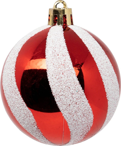 Set toptha Krishtlindjesh Atmosphera Colorama de Noel, 25 copë, 6cm, të kuq e të bardhë