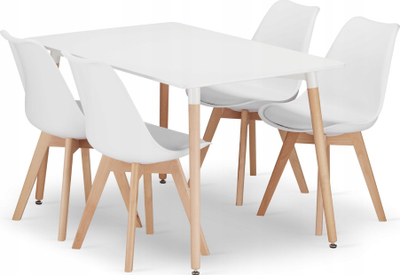 Set tavoline katrore Adria, 120x80 cm, 4 karrige Mark, e bardhë