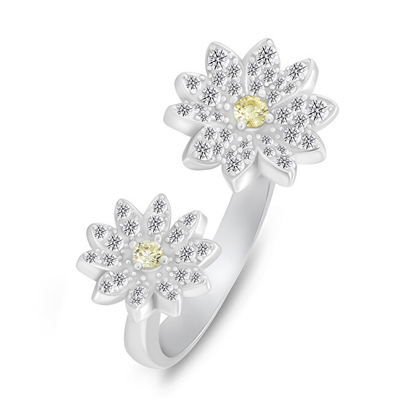 Unazë për femra Brilio Silver Flower RI124W, e argjendtë/transparent