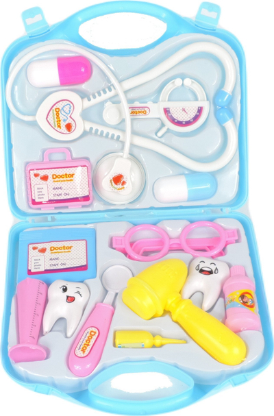 Set lodër mjeku Trifox, 15 pjesë, valixhe plastike, blu me ngjyra