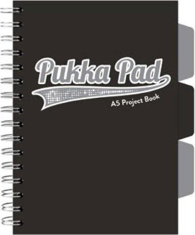 Bllok projekti Pukka Fun Black Project Book, A5, 100 faqe me katrorë, kapak i fortë, i zi, set 3 copë