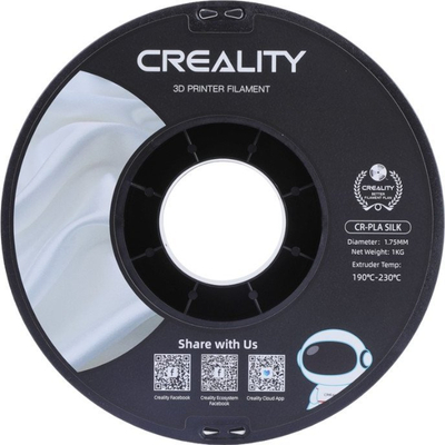 Filament 3D Creality Silk PLA, 1.75mm, ±0.03mm, i bardhë me shkëlqim